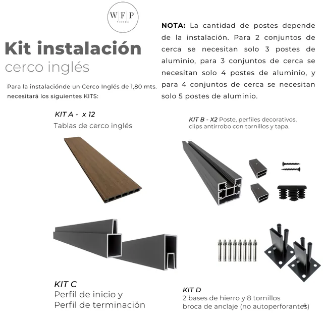 Kit de instalación para Cerco Inglés